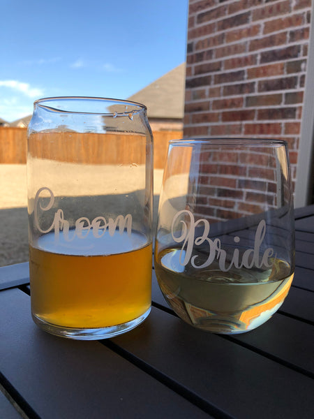 Bride and groom glasses, bride, groom, wedding gift, bridal gift, wine glass, beer glass, personalized gift, wedding, engagement gift, toast