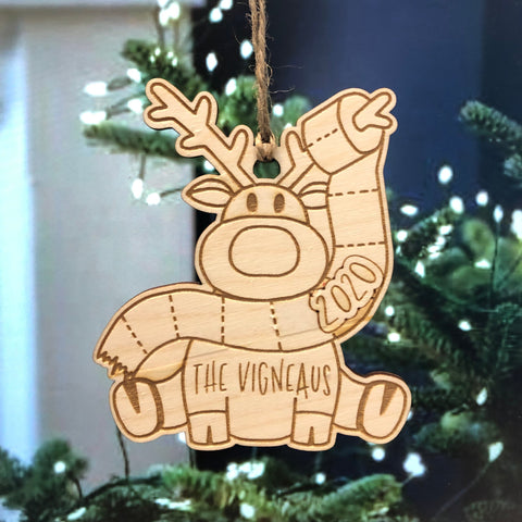 2020 Ornament - Cute Christmas Ornament - Reindeer Ornament - Personalized Ornament - Coronavirus - Quarantine - 2020 Covid Ornament