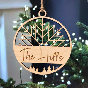 Personalized Snowflake Ornament - Christmas Ornament - Laser cut engraved ornament -  Family Christmas Ornament - Gifts under 20 - Ornament