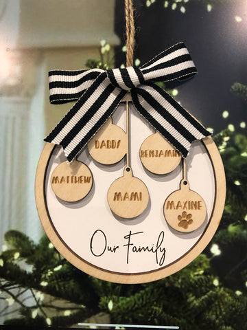 Family Christmas Ornament - Christmas Bubble Ornament - Family Ornament, Gifts under 20 - Ornament